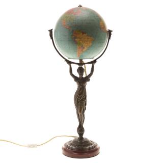 Appraisal: Belle Epoque bronze mounted globe lamp Belle Epoque bronze mounted