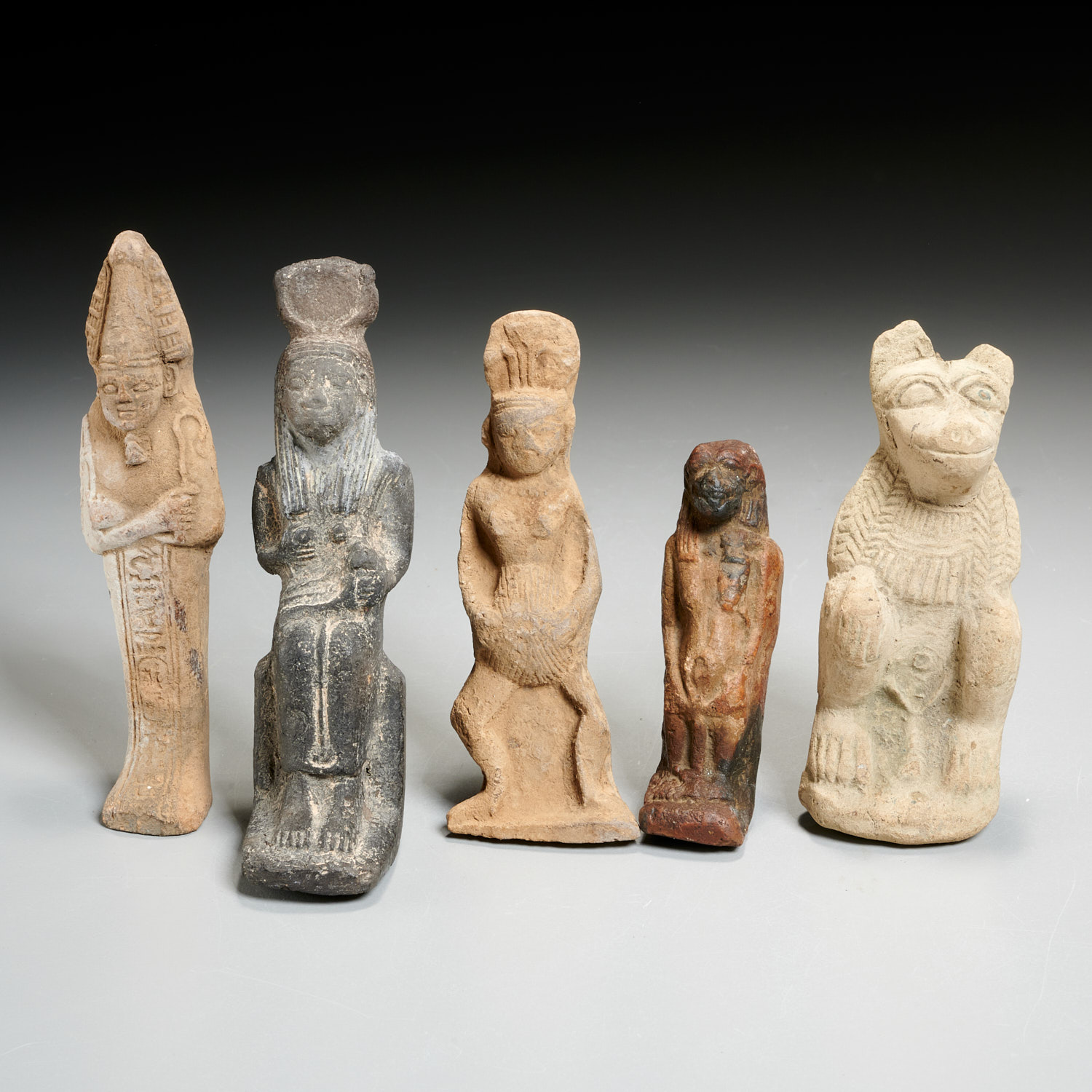 Appraisal: ANCIENT EGYPTIAN FIGURES EX-MUSEUM Possibly - BCE incl clay and