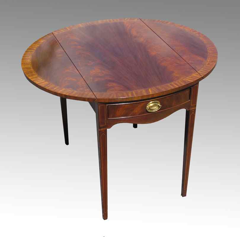 Appraisal: DREXEL HERITAGE HEIRLOOM PEMBROKE TABLE Banded mahogany drop leaf one