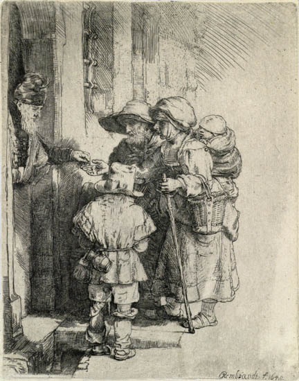 Appraisal: REMBRANDT VAN RIJN Beggars Receiving Alms at a Door Etching