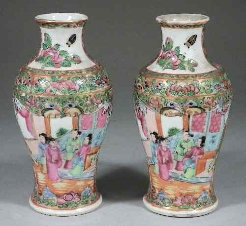 Appraisal: A pair of Chinese porcelain baluster shaped vases enamelled in