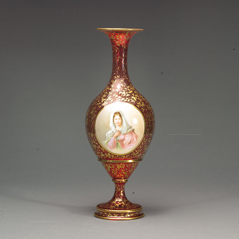 Appraisal: Bohemian Glass Portrait Vase c cm