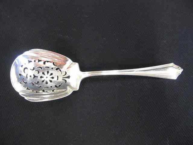 Appraisal: Gorham Sterling Silver Pea Serving Spoon fancy openwork bowl ''