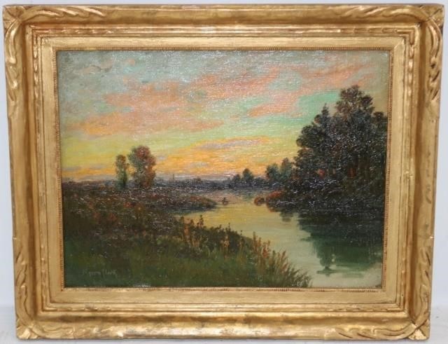 Appraisal: C MYRON CLARK - MA OIL ON CANVAS TITLED PADDLING