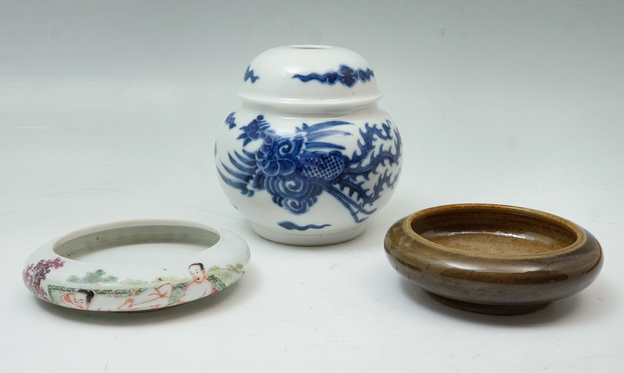 Appraisal: PC CHINESE PORCELAIN COLLECTION Comprising - Blue white porcelain Opium