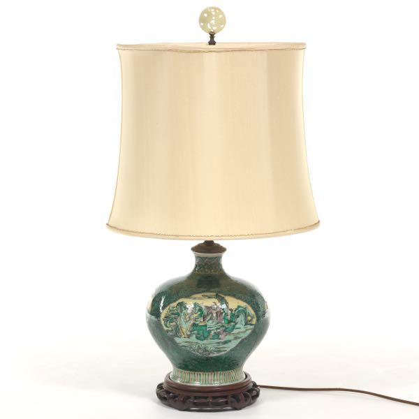 Appraisal: CHINESE VASE CONVERTED TO TABLE LAMP x Famille verte vase