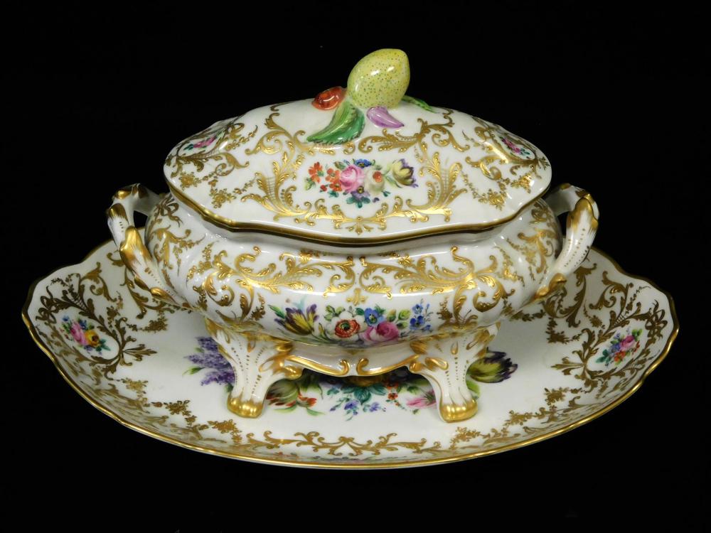 Appraisal: French Le Tallec porcelain tureen and liner th C floral