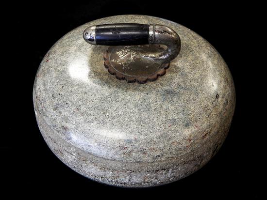 Appraisal: Late th early th C curling stone speckled gray-green granite