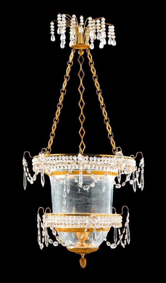 Appraisal: LANTERN Louis XVI Sweden circa Matte and polished gilt bronze