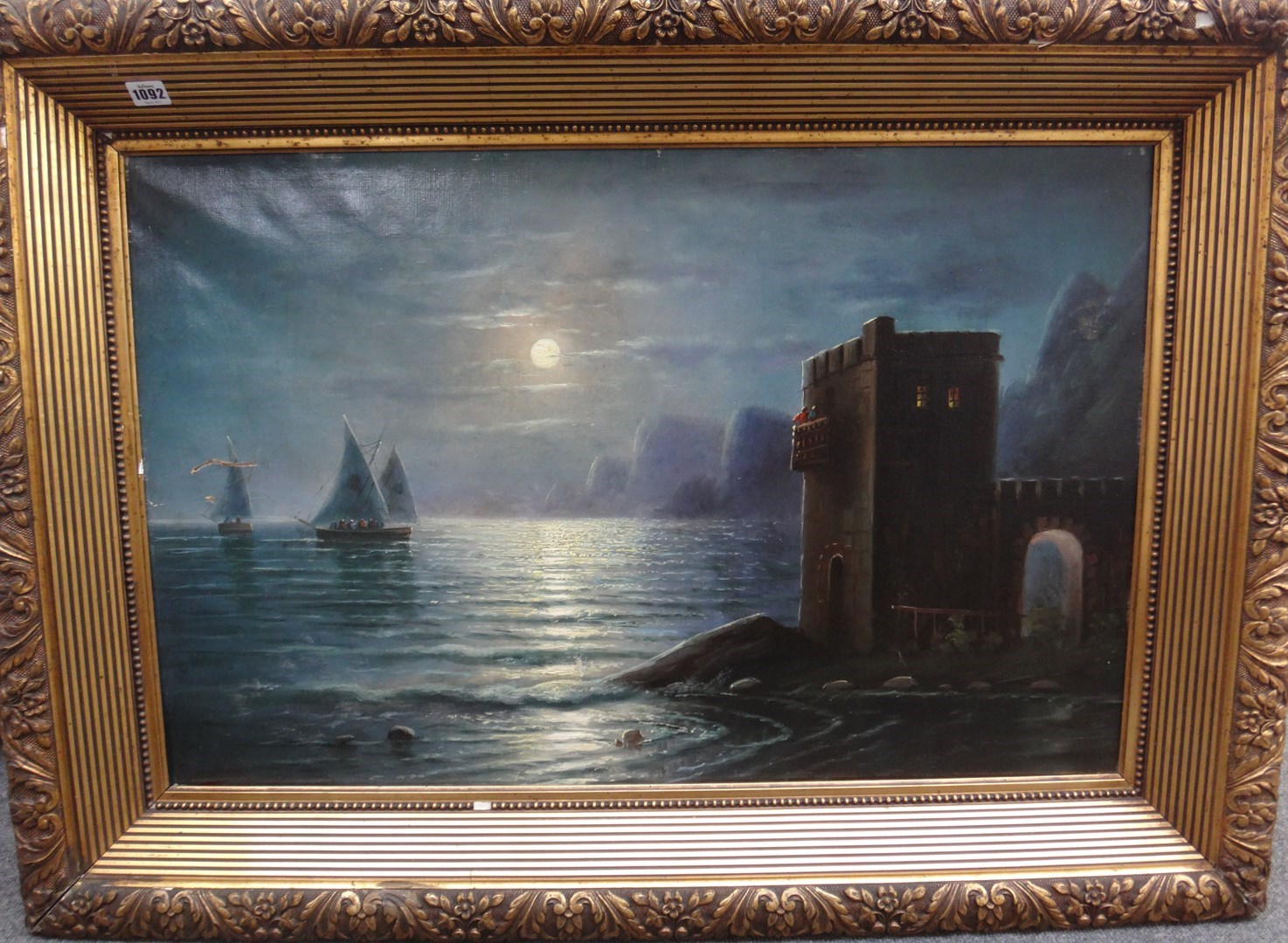 Appraisal: Russian School th th century Moonlit seascape oil on canvas