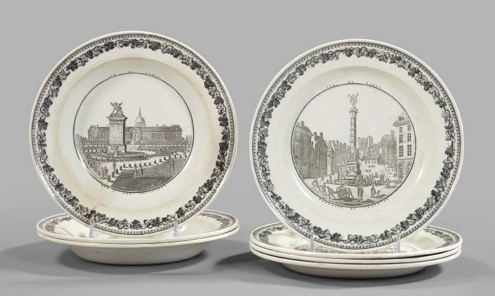 Appraisal: Fine Set of Seven Creil Landmarks of Paris Plates first