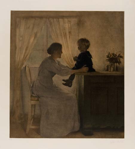 Appraisal: PETER ILSTED Mother and Child Color mezzotint x mm x