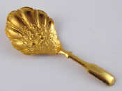 Appraisal: A Georgian silver gilt caddy shell caddy spoon Joseph Taylor