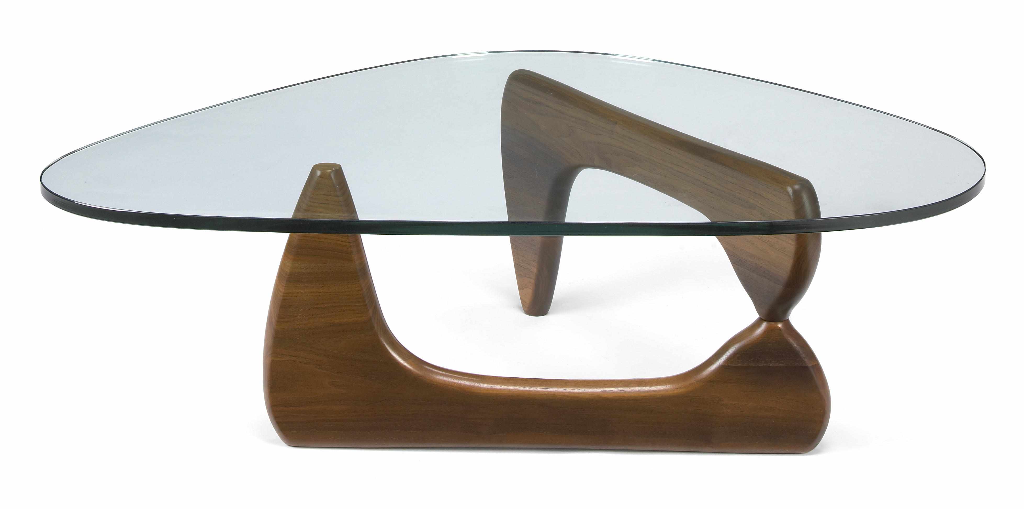 Appraisal: An Isamu Noguchi IN- walnut and glass coffee table designed