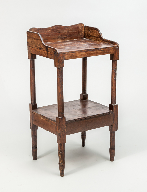 Appraisal: CLASSICAL STAINED PINE TWO-TIER WASHSTAND x x in From the