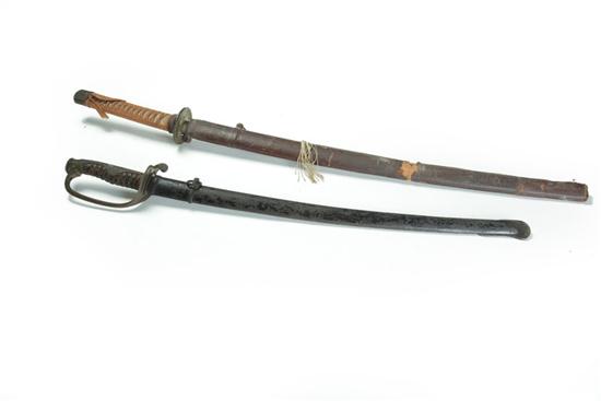 Appraisal: TWO JAPANESE SWORDS Twentieth century Katana with wrapped sharkskin grip