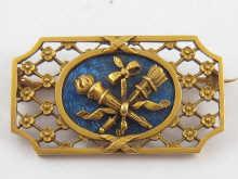 Appraisal: A fine French hallmarked carat gold brooch with blue enamel