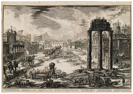 Appraisal: GIOVANNI B PIRANESI Veduta di Campo Vaccino Etching x mm