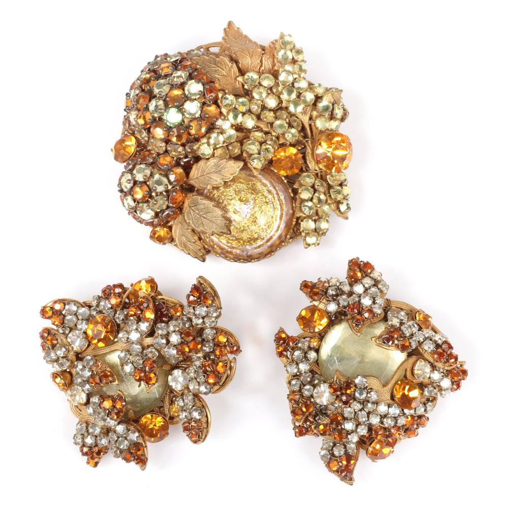 Appraisal: MIRIAM HASKELL BROOCH ENCRUSTED WITH CITRINE AND AMBER RHINESTONES AND