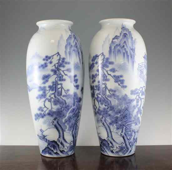 Appraisal: A pair of large Chinese blue and white elongated ovoid