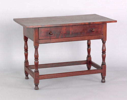 Appraisal: New England cherry tavern table ca the rectangular top overhanging