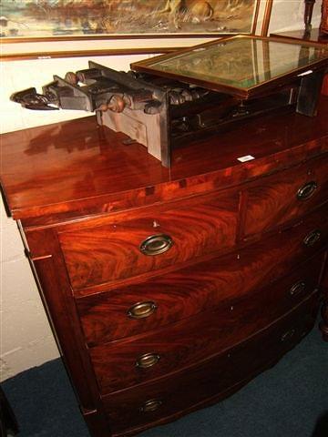 Appraisal: A Victorian bow fronted chest of two short and three