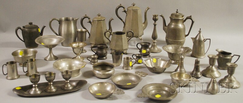 Appraisal: Approximately Thirty-eight Pieces of Pewter Tableware mostly th century