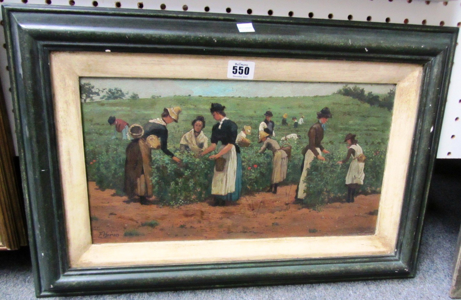 Appraisal: F Heron late th century Fruit pickers oil on panel