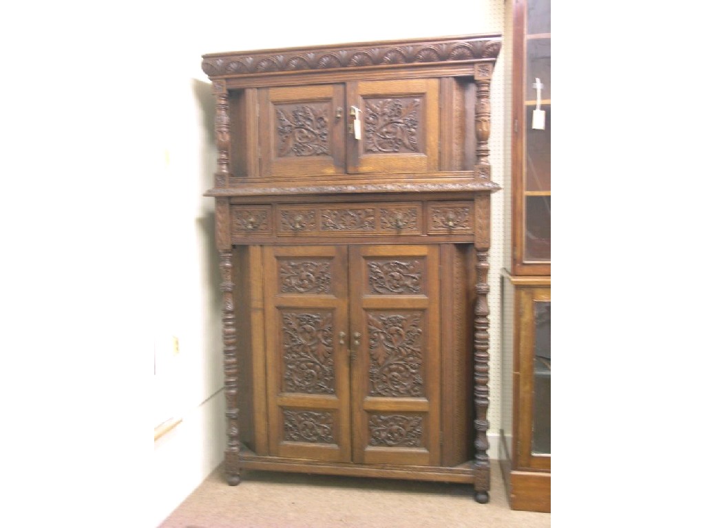 Appraisal: A th century carved oak court cupboard pair of cupboard