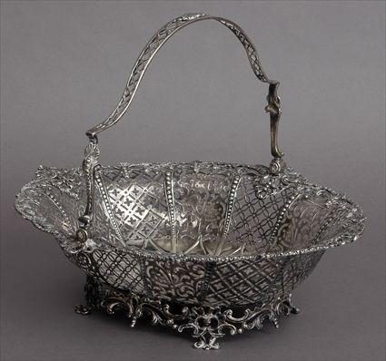 Appraisal: EARLY GEORGE III ARMORIAL SILVER CAKE BASKET William Plummer London