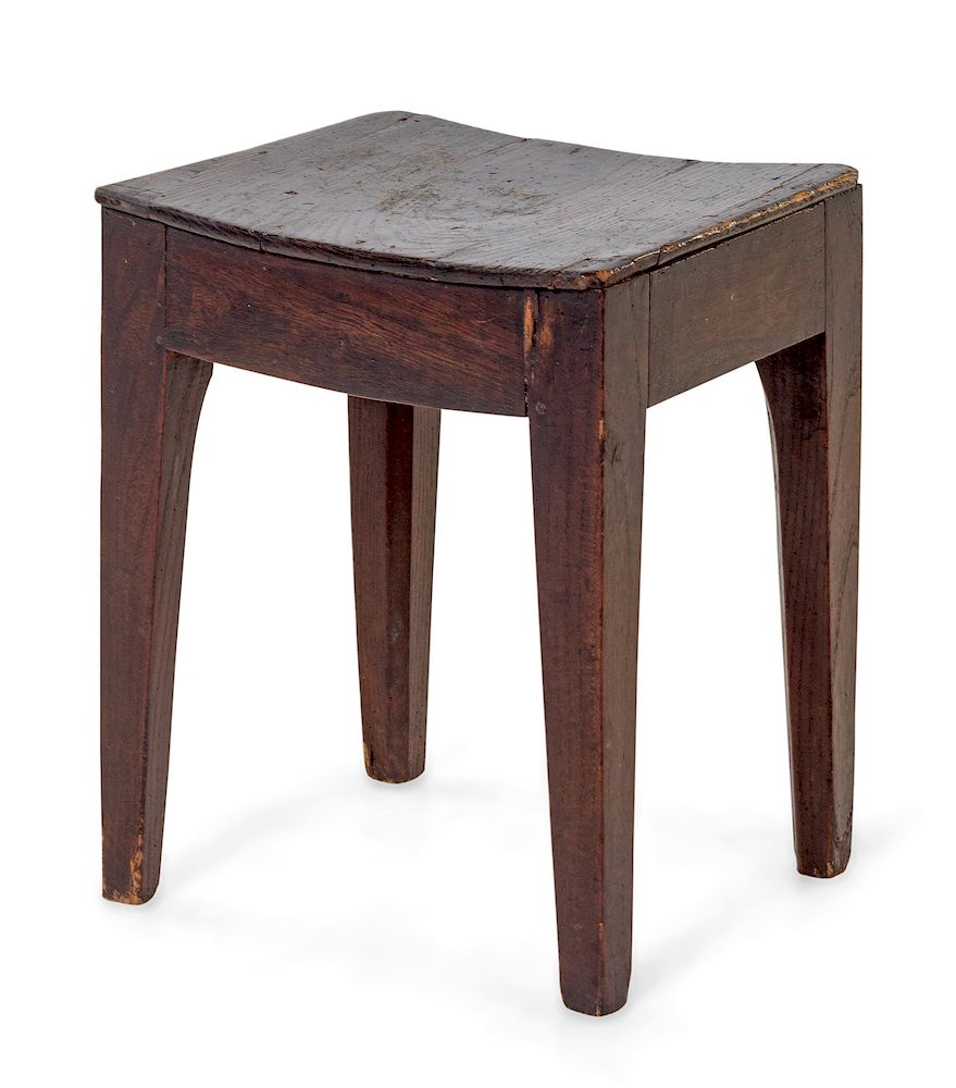 Appraisal: An English Provincial Elmwood Saddletop Stool An English Provincial Elmwood