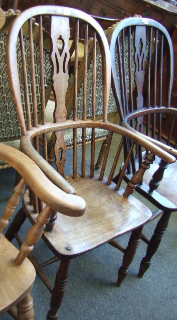 Appraisal: A Victorian ash and elm scullery armchair with pierced splat