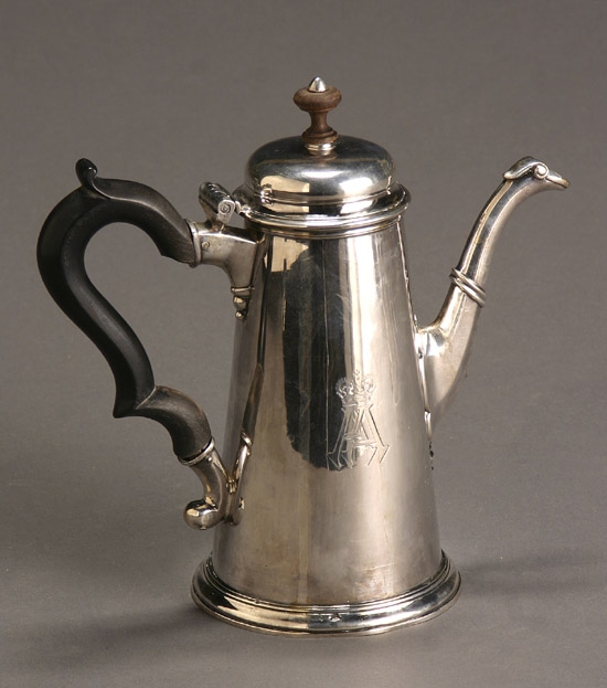 Appraisal: George II Silver 'Lighthouse' Coffee Pot Edward Pocock London The