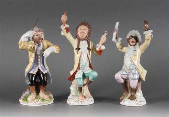 Appraisal: German porcelain figure of a monkey orchestra conductor similar violin