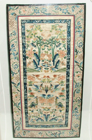 Appraisal: A pair of th century Chinese silk embroidered sleeve bands