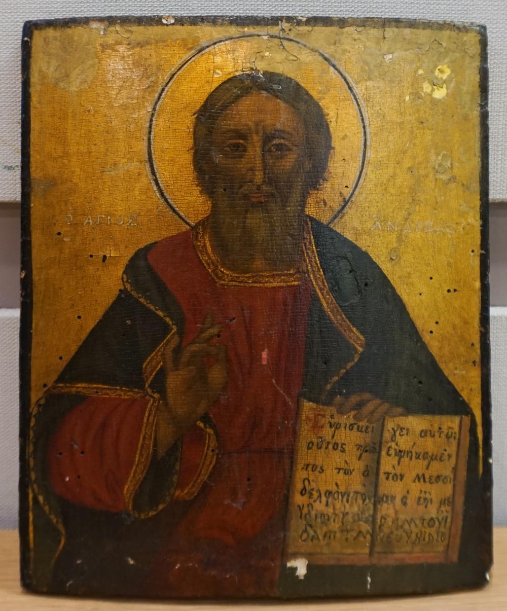 Appraisal: Greek Painted Icon Possibly of St Andrew x in x