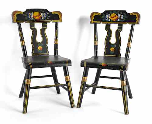 Appraisal: Pair of Pennsylvania painted child's plank bottom chairs late th