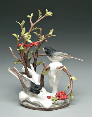 Appraisal: Boehm porcelain bird group junco with bittersweet snow marked Limited