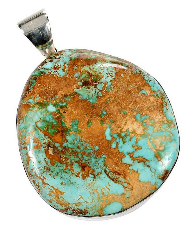 Appraisal: Sterling Silver Turquoise Pendant large irregular shaped turquoise cabochon approx