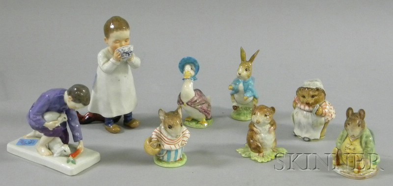 Appraisal: Six Beswick Beatrix Potter Ceramic Figures and Two Meissen Hand-painted