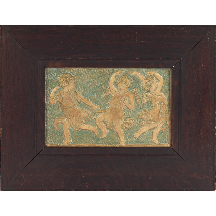 Appraisal: Batchelder tile rectangular form with three dancing cupids on a