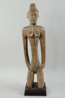 Appraisal: African Carved Wood Female Figure On Stand African carved wood