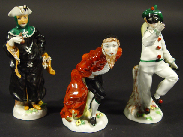 Appraisal: Three Naples china figures modelled as a snuff taker a