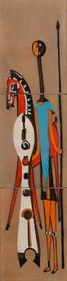 Appraisal: An Enamel on Copper Plaque of African Warrior with a