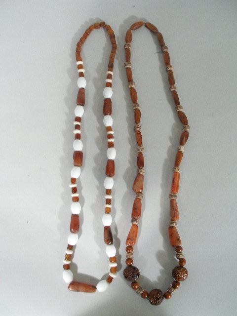 Appraisal: Two African Trade Bead Necklaces th c the first consists