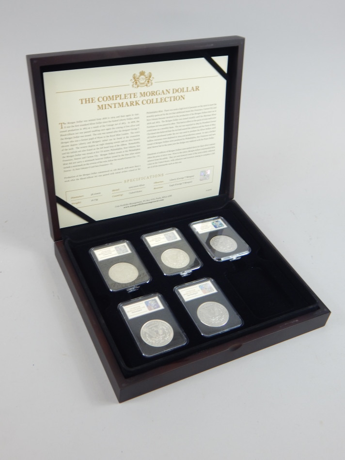 Appraisal: A part set of silver dollars cased