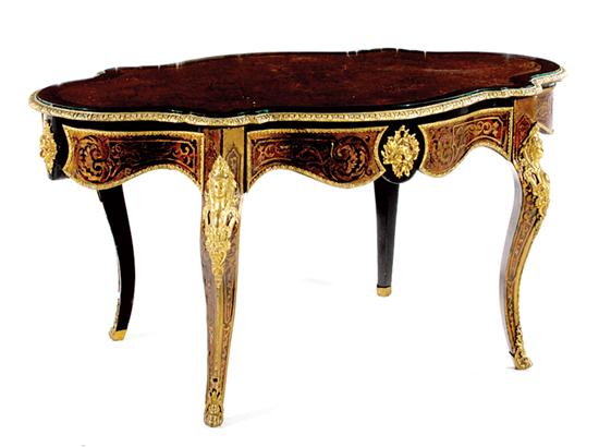 Appraisal: Louis XV style Boulle bureau plat mid th century turtle-form