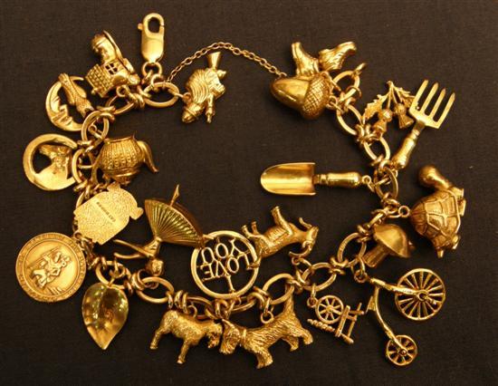 Appraisal: ct gold Charm bracelet with charms