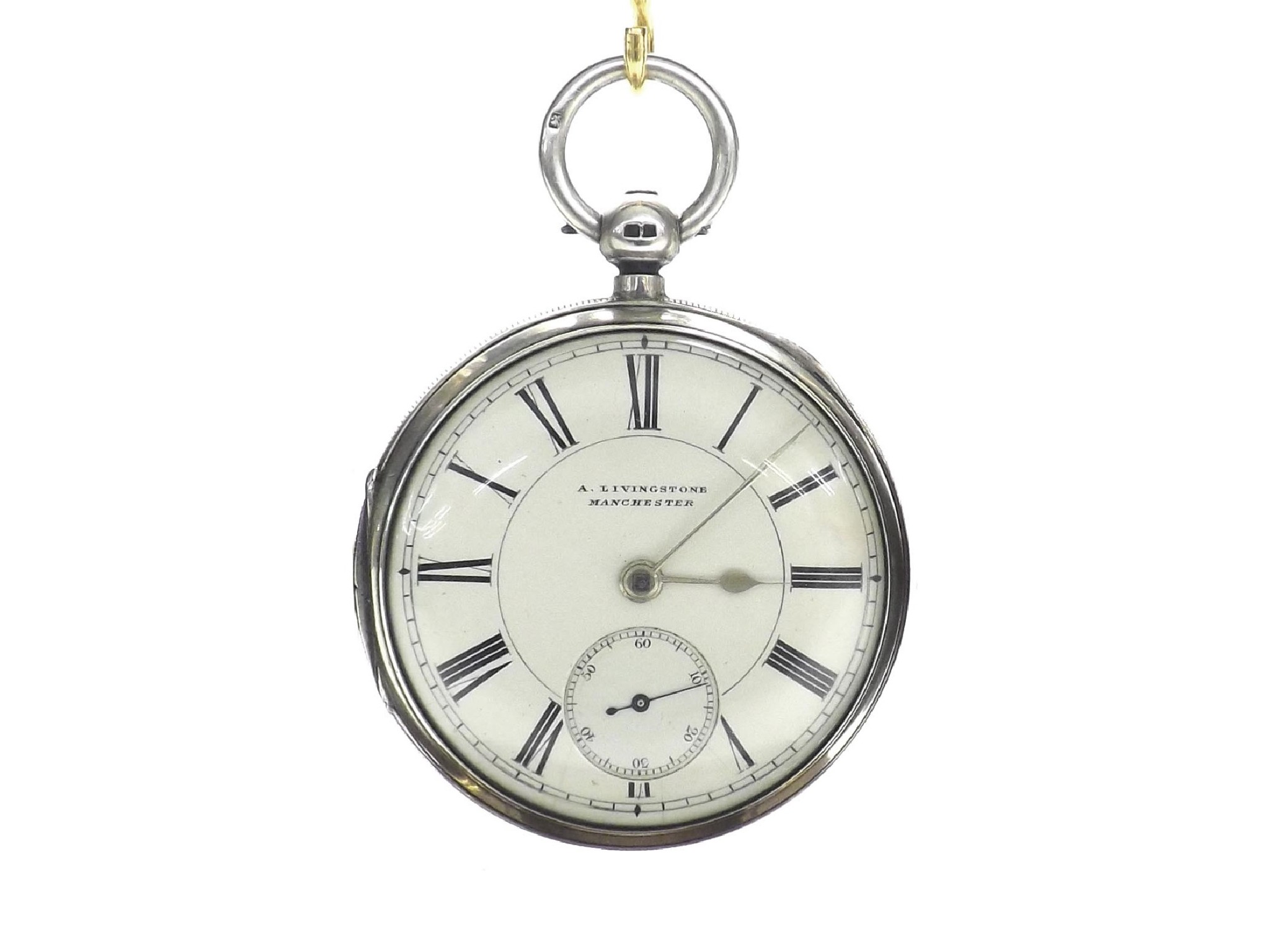 Appraisal: Large silver key wind lever pocket watch Chester signed to