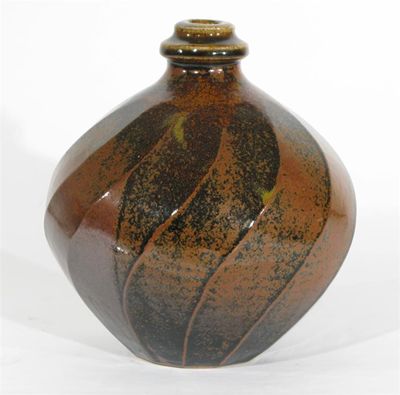 Appraisal: A Muchelney cut sided stoneware vase by Nick Rees covered